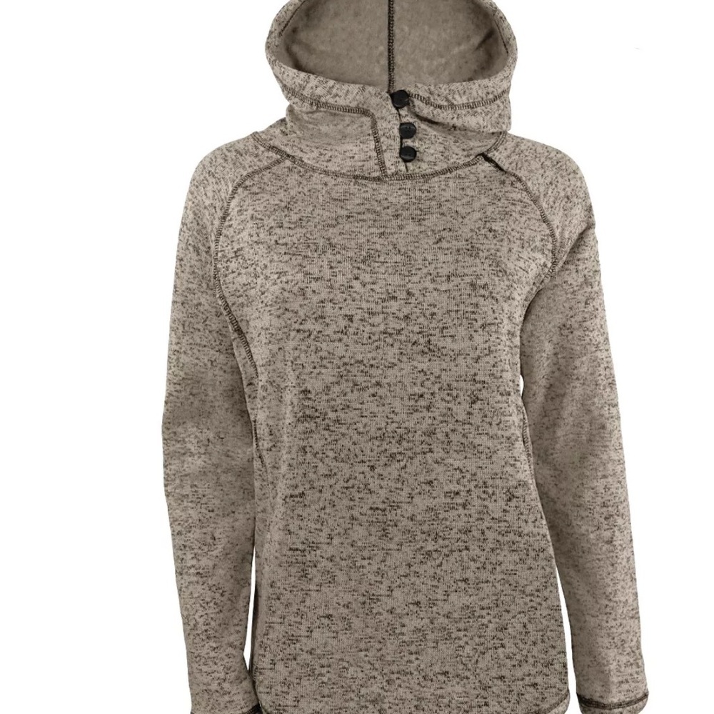 Victory Outfitters Heathered Beige Tan Button-Up Hoodie Pullover